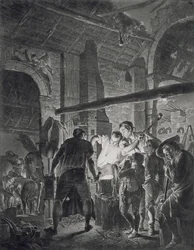 De smidse, gegraveerd door Richard Earlom (1743-1822), 1771